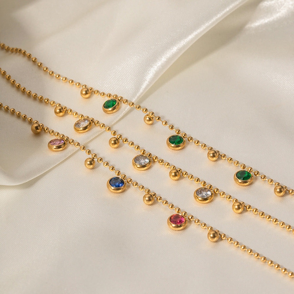 18K Gold Plated Anklet Satellite Swarovski Crystal Cubic Zirconia*Birthstone*JD - Picture 4 of 4